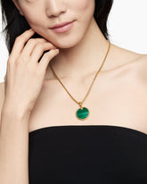 DY Elements® Disc Pendant in 18K Yellow Gold with Malachite, 24mm